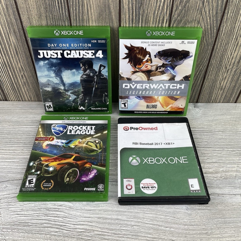 Lot Of 4 Xbox One Games Rocket League, Baseball 2017, Overwatch Tested Working